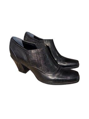 ANTONIO MELANI" BLACK LEATHER TOOLED Western Cowgirl Ankle BOOTS WOMENS 9 Boho